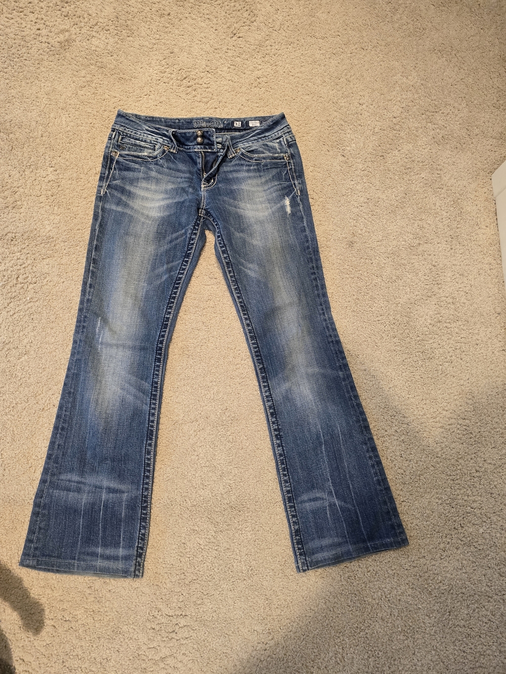 Miss Me Blue Flare Jeans with Faded Detailing Size 31